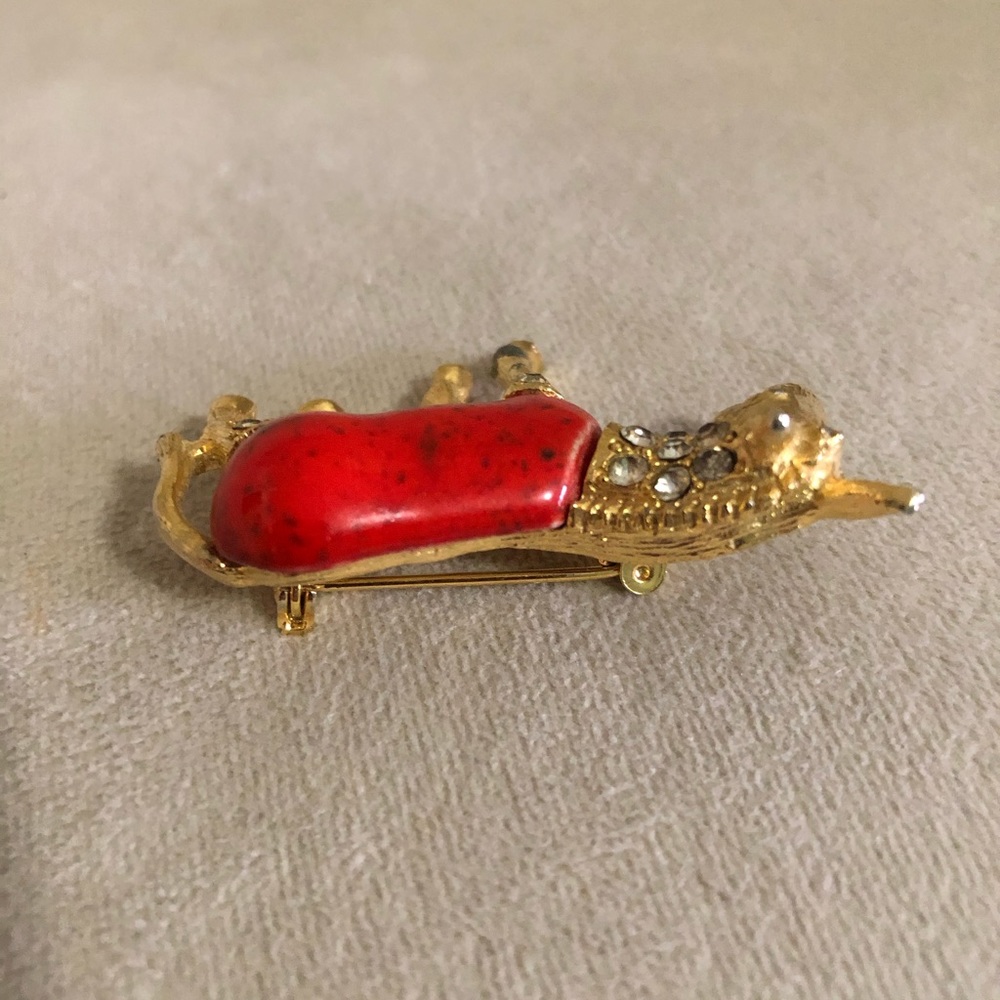Vintage Gold Tone Green Jewel Eyed Donkey Pin - Picture 4 of 7
